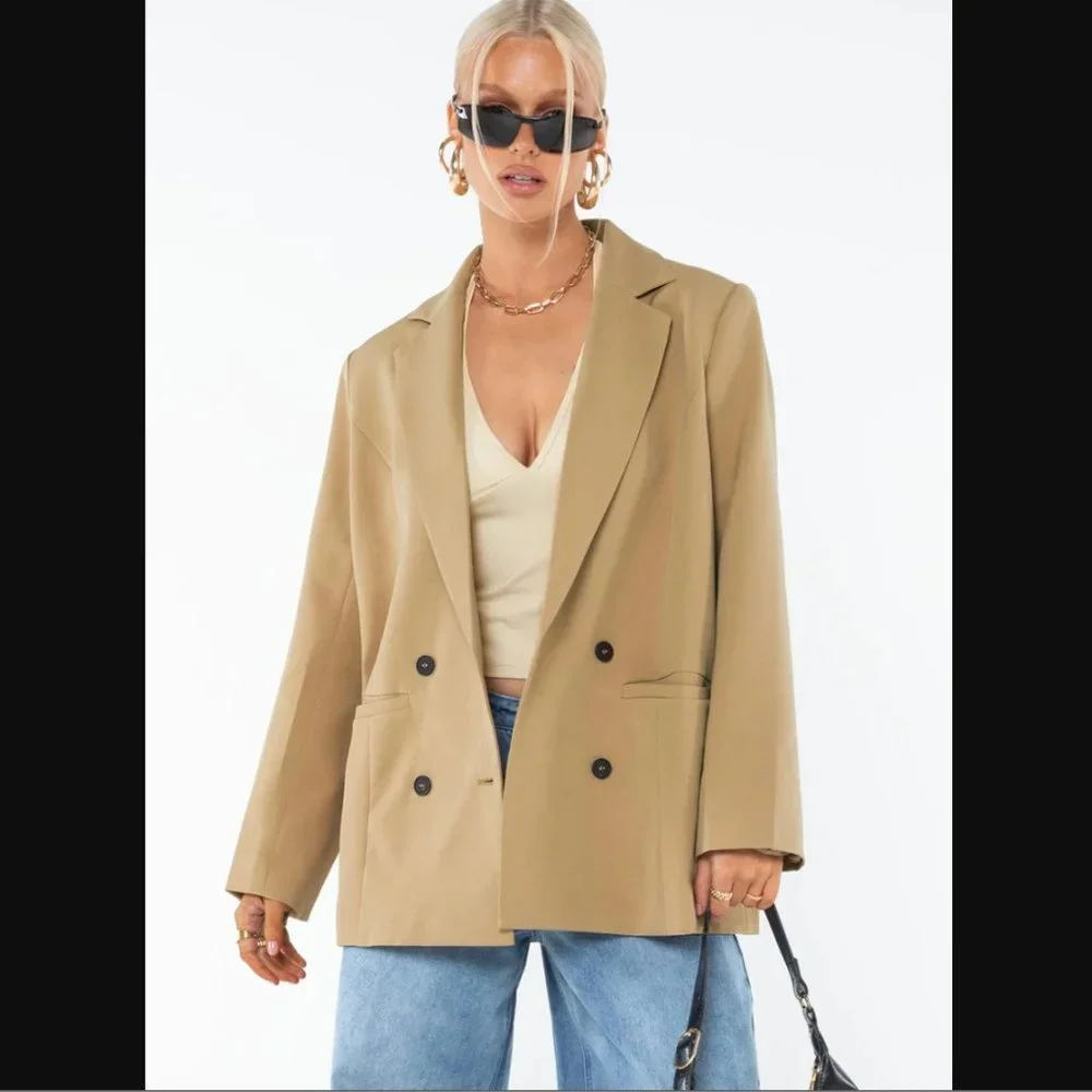 Princess Polly Lioness Wyoming Mocha Tan Oversized Blazer XL - Picture 3 of 11